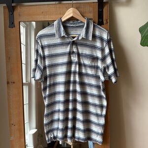 Patagonia Striped Hemp Blend Trail Harbor Polo Shirt Size M